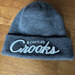 Crooks & Castles Grey & White embroidered OSFA Beanie / Toque